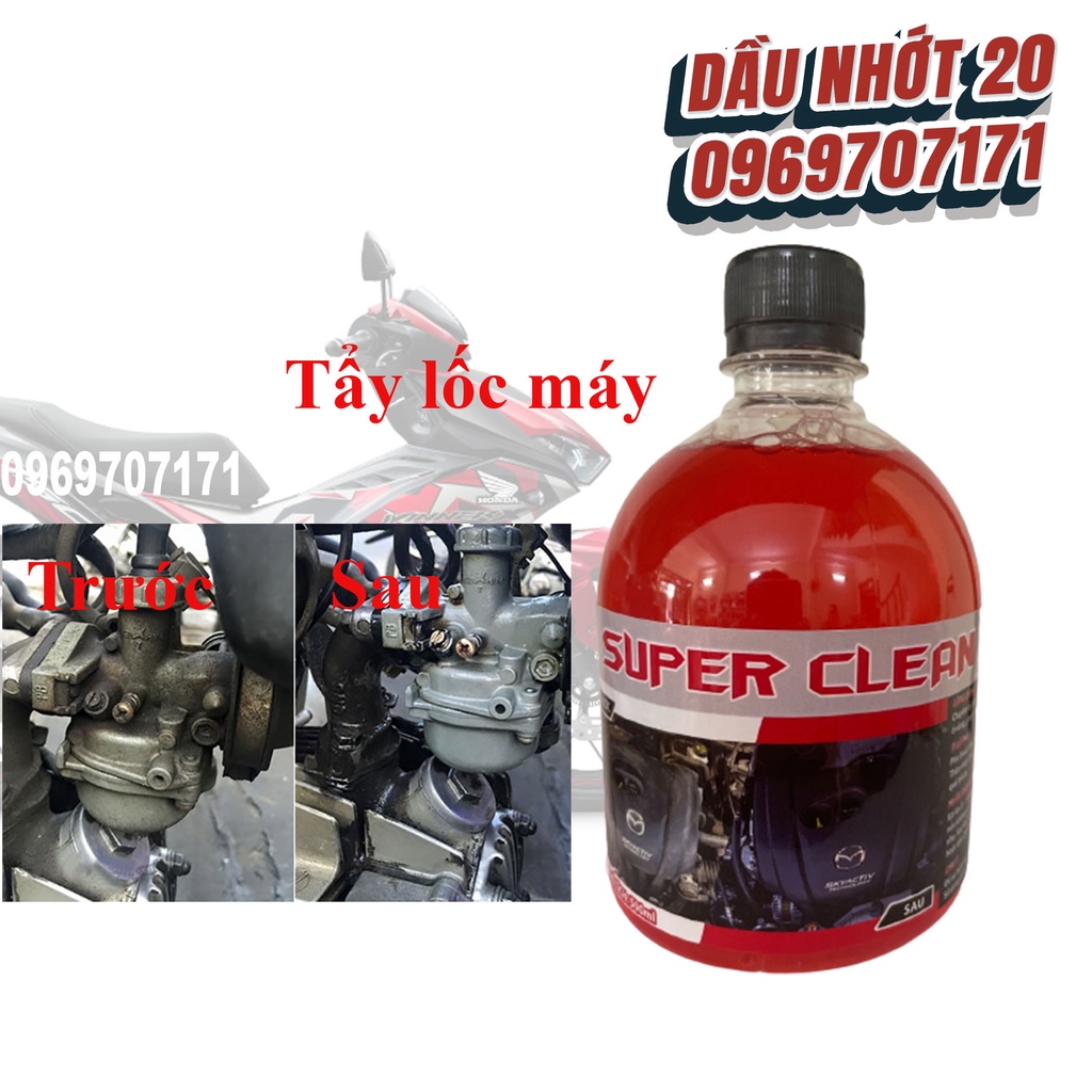 (Tặng Vòi Xịt ) Tẩy rửa Lóc máy, tẩy rửa đầu bò super clean kèm cọ cán đen