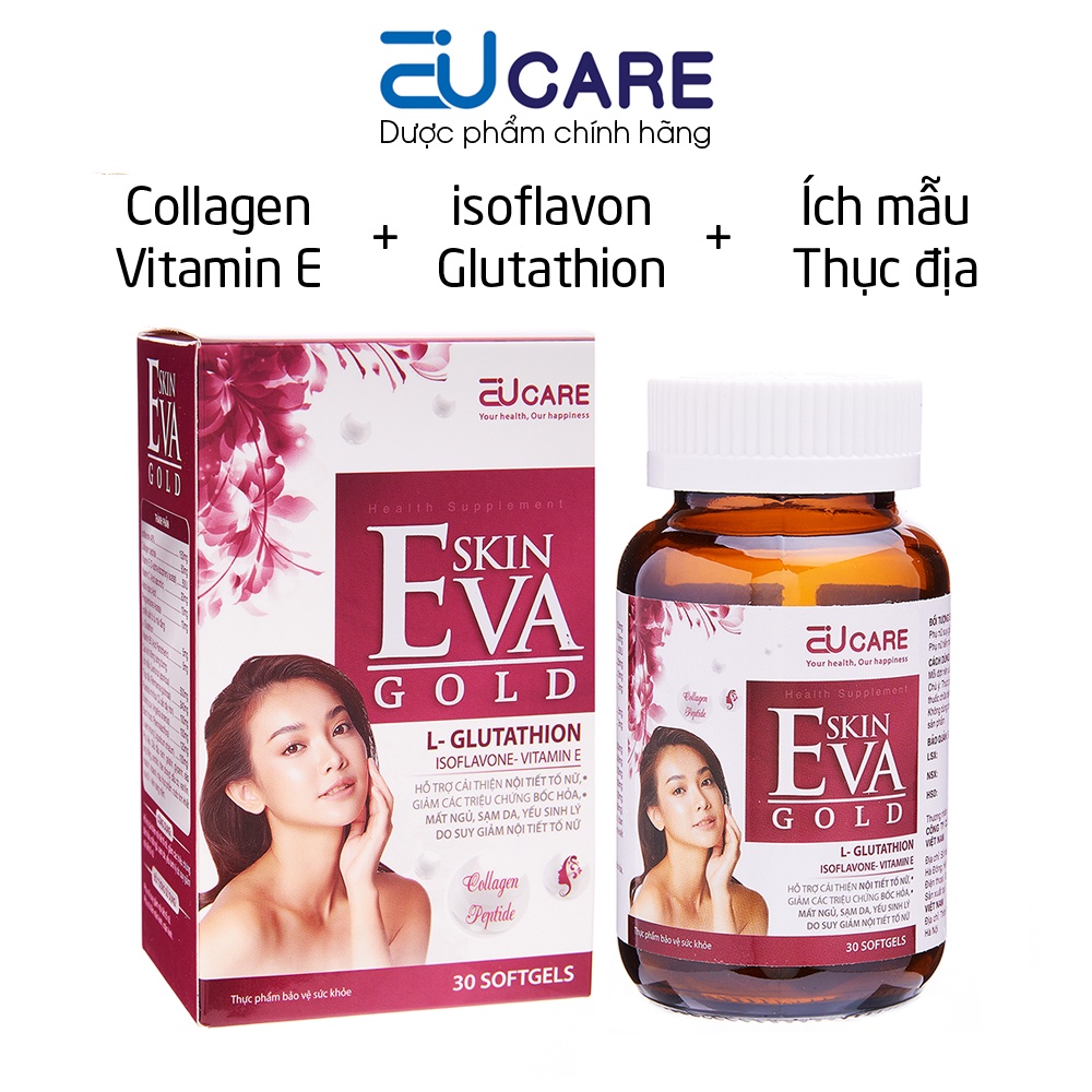 Viên uống tăng nội tiết tố nữ Skin Eva Gold EUCARE giảm nám sạm da, khô da, khô hạn - 30 viên