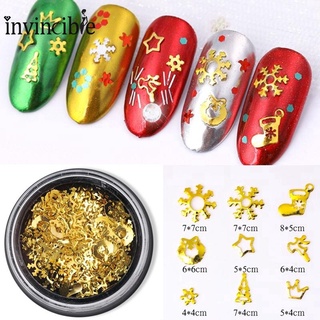 90pcs/Set 3D Snowflakes Gold Metal Slices Nail Art Sequins Christmas Decorations