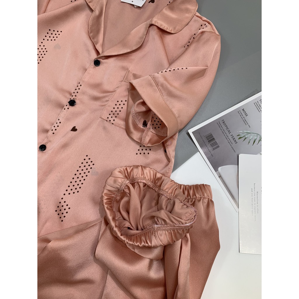 Đồ Ngủ Pijama Lụa Satin Tay Ngắn Quần Lửng Siêu Xinh