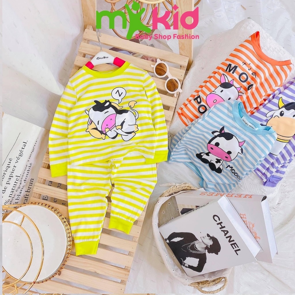 Bộ Thu Đông Dài Tay Cho Bé  Bộ Cotton Dài Tay Minky Mom Cho Bé Trai Bé Gái Với Họa Tiết Siêu Dễ Thương .