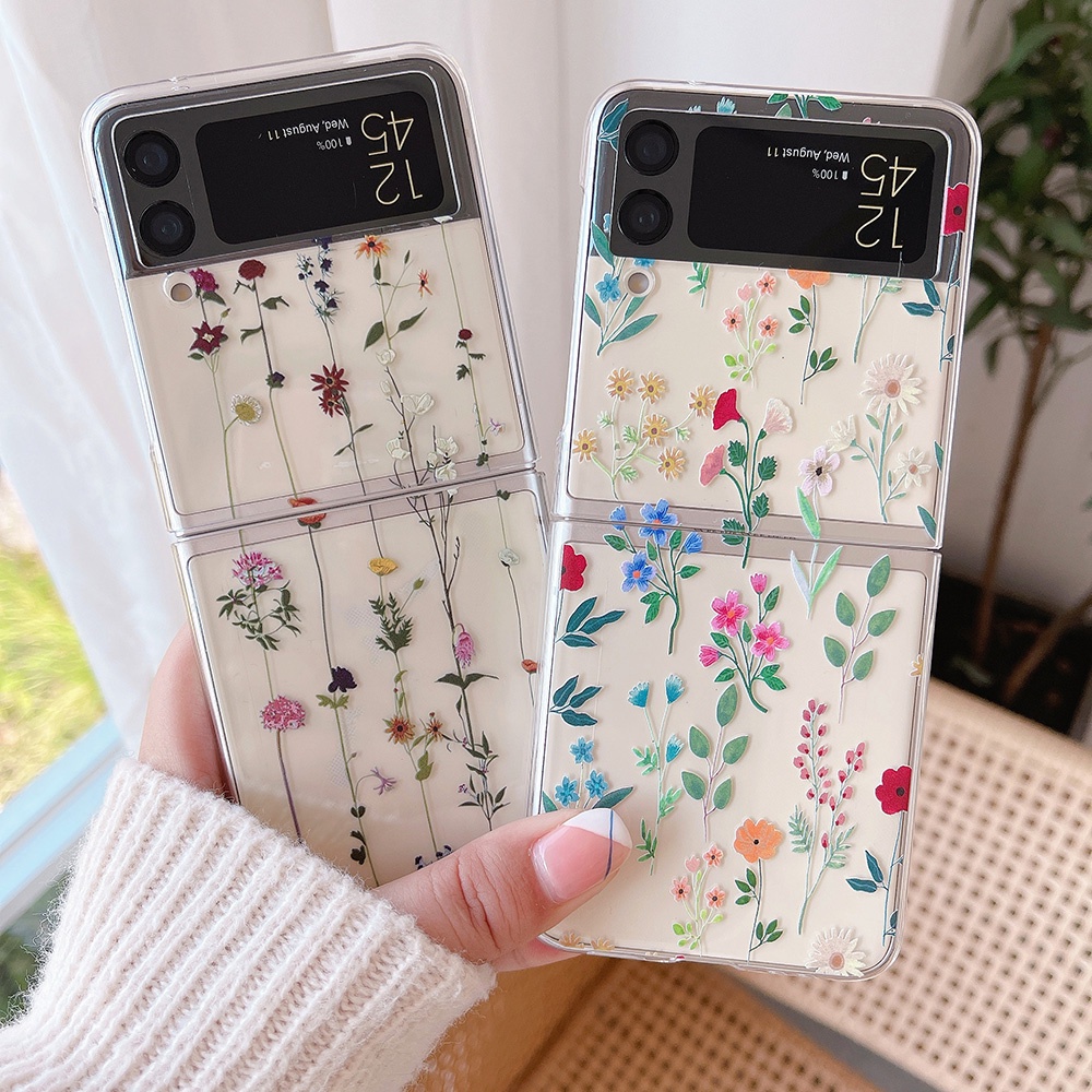 Ốp Điện Thoại PC Cứng Trong Suốt Chống Sốc Họa Tiết Hoa Và Bướm Cho Samsung Galaxy Z Flip 4 5G