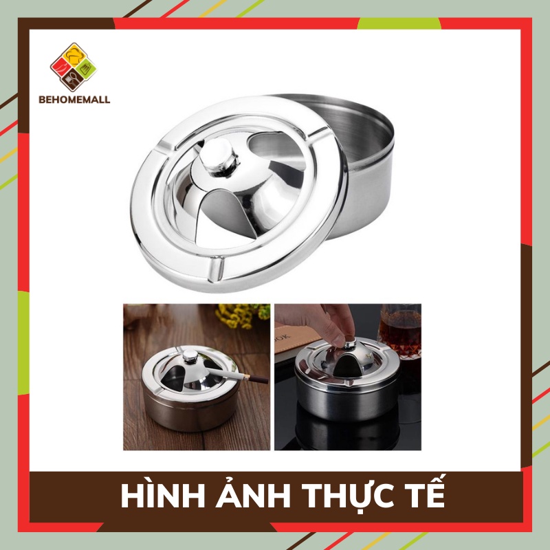 Gạt tàn nắp xoay inox cao cấp Behomemall