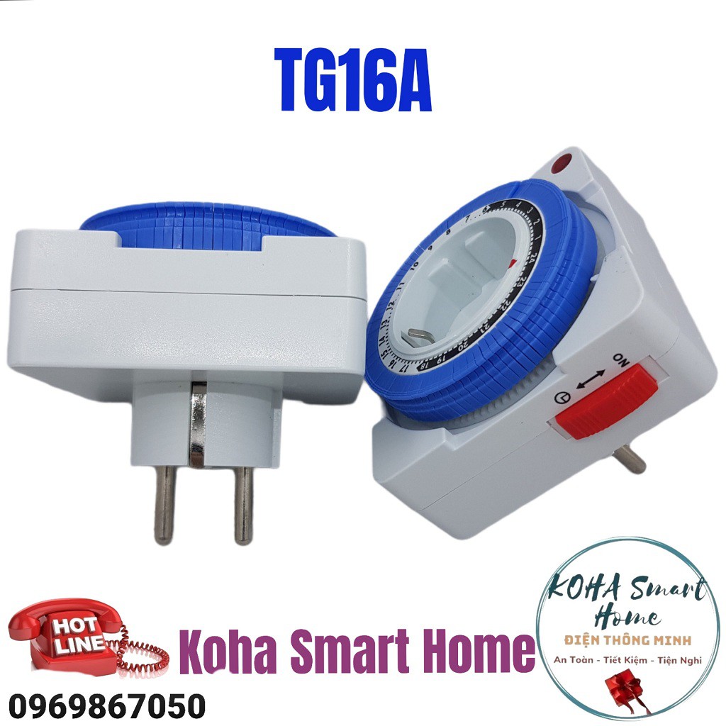 Ổ Cắm Hẹn Giờ Tắt Mở Kiểu Cơ KH-TG16A- Koha Smart Home