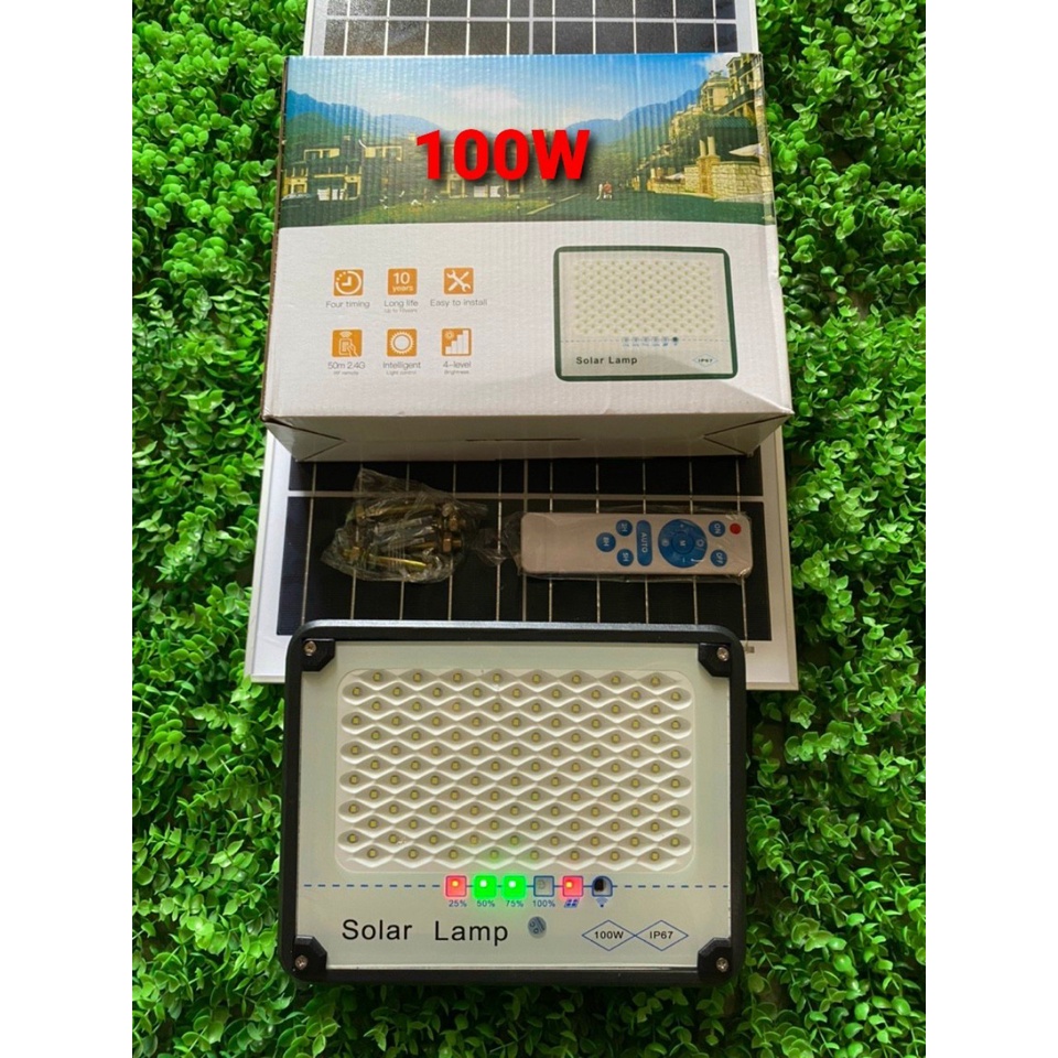 Đèn pha năng lượng mặt trời Vislite 100W, 200W, 300W choá chống chói Pin 24.000mAh, 30.000mAh, 36.000mAh. Bảo hành 2 năm