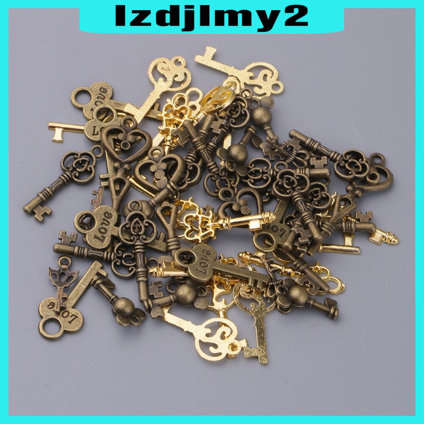 CHARMS Bán Sỉ 50 Mặt Dây Chuyền Hình Chìa Khóa Đồng Cổ