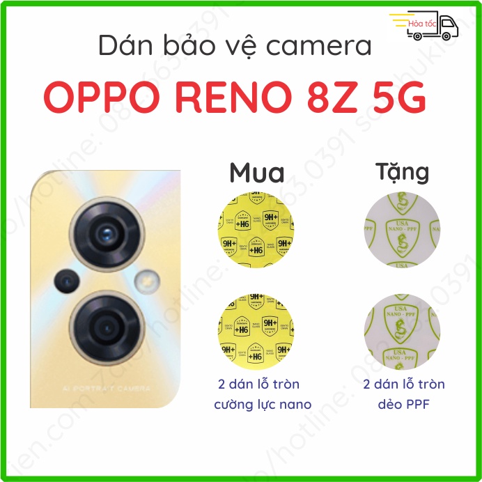 Dán lỗ tròn bảo vệ camera Oppo Reno 8z 5G