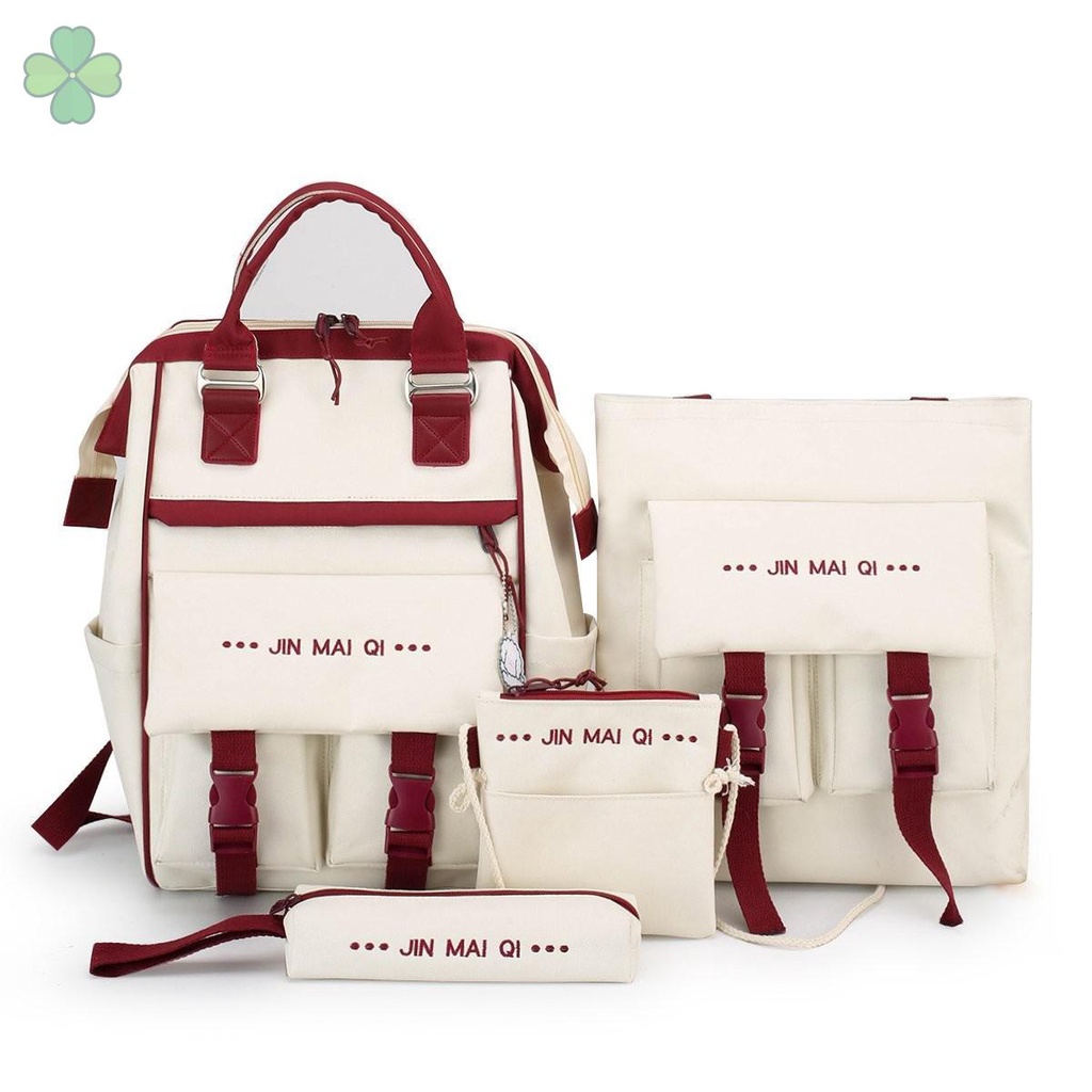 Set 4 Ba Lô Túi Ví Canvas Dễ Thương Cho Nữ