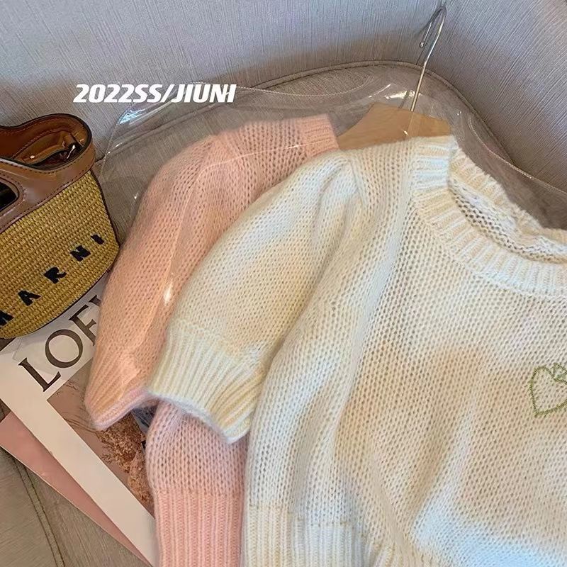 Áo Dệt Kim Tay Phồng Ngắn Mềm Mại Thời Trang Mùa Hè Cho Nữ