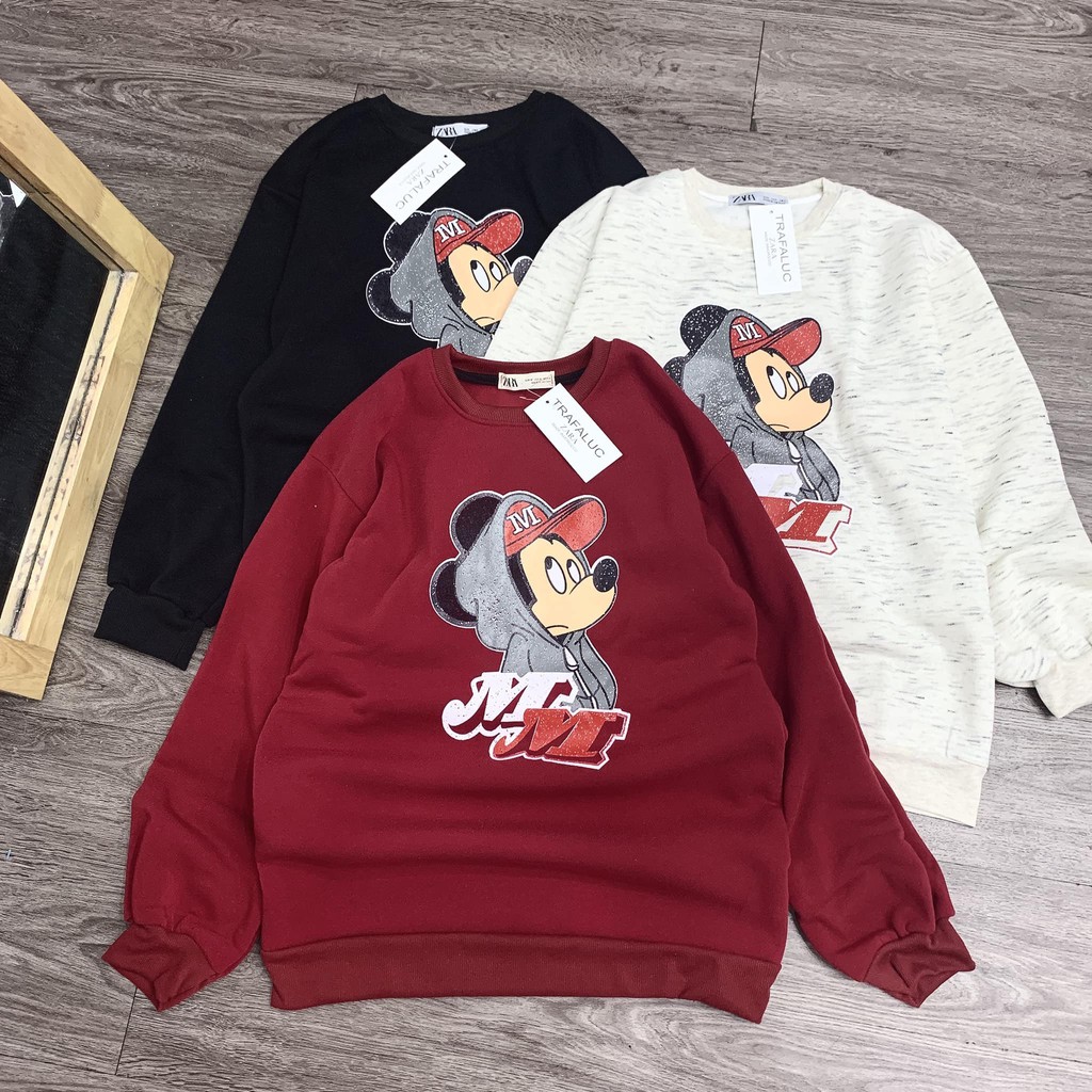 Áo nỉ mickey tay dài cho nữ HOT trend năm nay đủ size 3 màu
