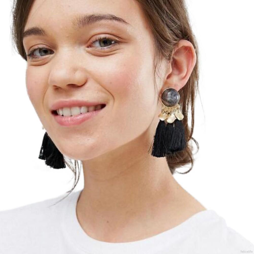 Bông tai tua rua đính đá nữ tính