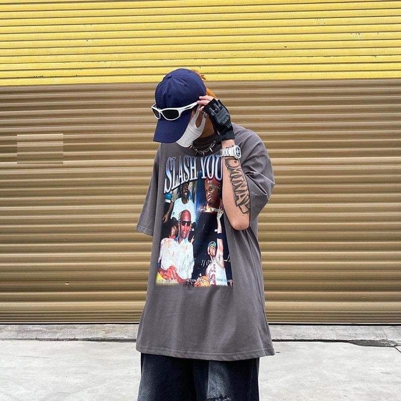 Áo Phông Slash PEONYB Unisex [FREESHIP]  Thun dáng ngắn tay lỡ form rộng in hình bóng rổ vintage cá tính Ulzzang