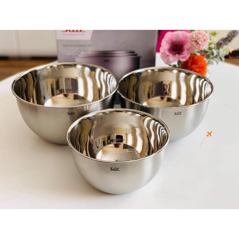 Set 3 âu trộn inox Silit - tô trộn 3 món [nhập Đức chính hãng]
