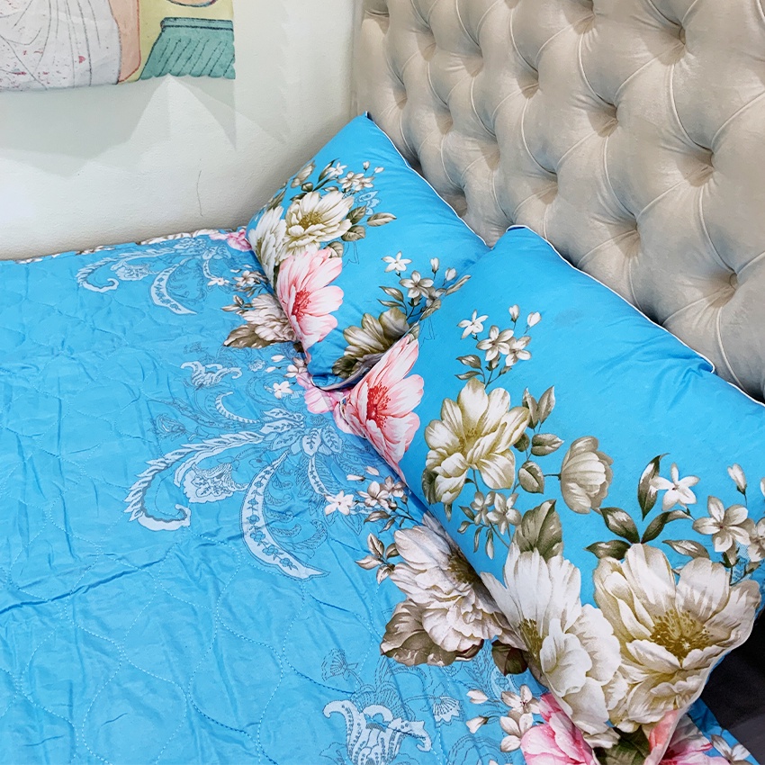 Chăn hè Cotton Poly trần bông 3 lớp hình Trà Xanh siêu nhẹ thấm hút mồ hôi tốt kích thước 1m7x2m -CH05