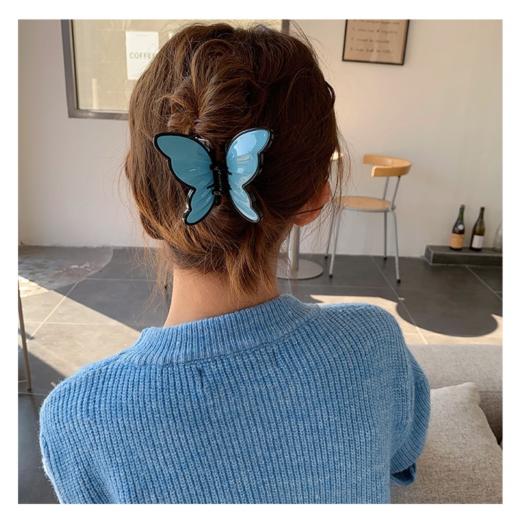 Kẹp tóc càng cua Acrylic hình bướm phong cách Hàn Quốc cho nữ YOS