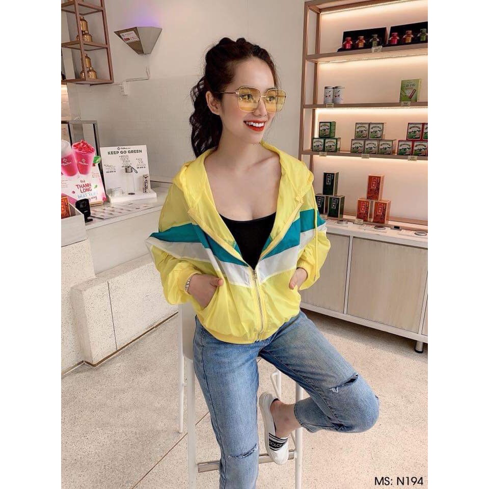 Áo khoác dù 2 lớp 2 sọc vải dày dặn