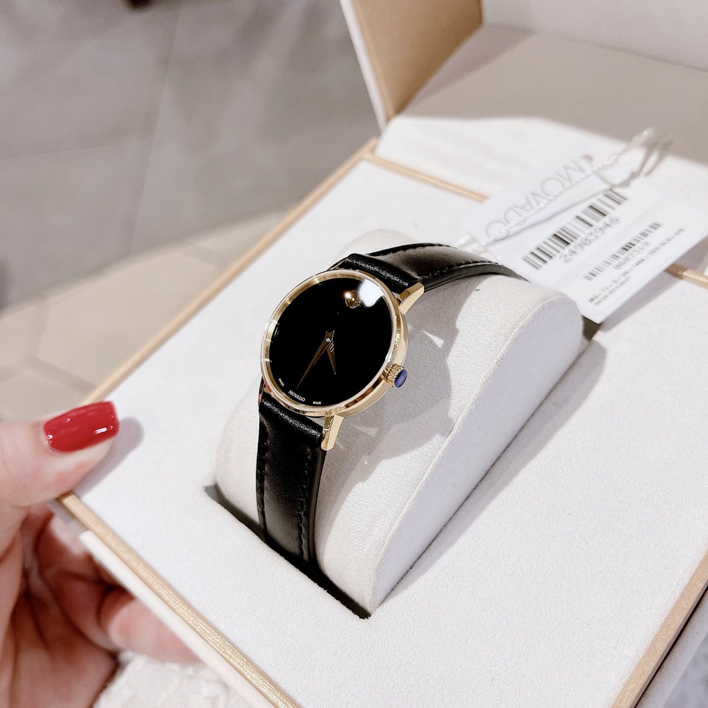 Đồng hồ nữ chính hãng Movado 0607319 - Máy quartz pin Thụy Sĩ - Mặt kính cứng - Dây da