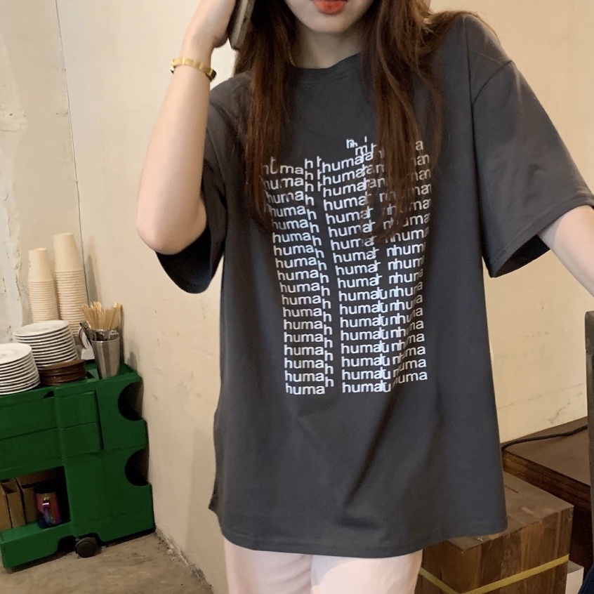 Áo Thun Nữ Ngắn Tay In Chữ Phong Cách Harajuku