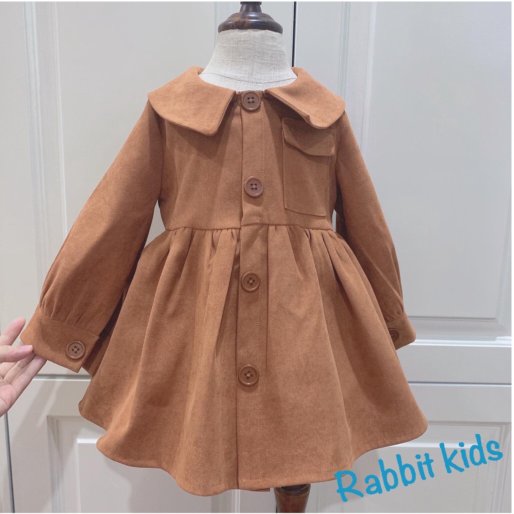 Váy Thu Đông Cho Bé Gái 💝FREESHIP💝 Đầm Dài Tay Cho Bé 7 – 32kg Chất Nhung Tếch Mềm Mại Ấm Ấp Màu Vàng Cực Tây