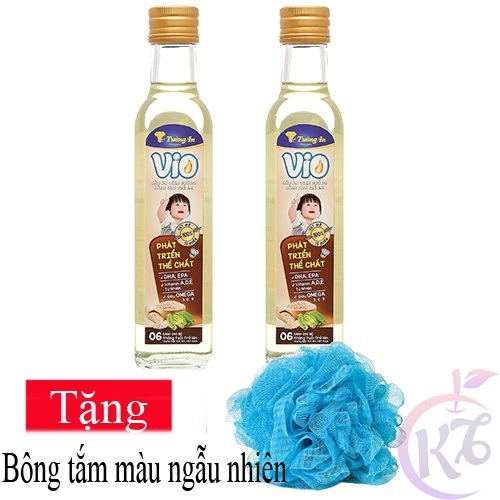 Combo 2 chai Dầu ăn cho bé Tường An Vio Mè chai 250ml Tặng 1 bông tắm màu ngẫu nhiên - dầu ăn dinh dưỡng dành cho trẻ em