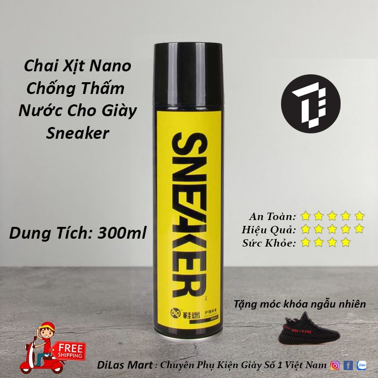 [Hiệu quả thực] XỊT NANO CHỐNG THẤM NƯỚC SNEAKERS CHÍNH HÃNG, Hiệu quả cao cho nhiều chất liệu - DiLas Mart