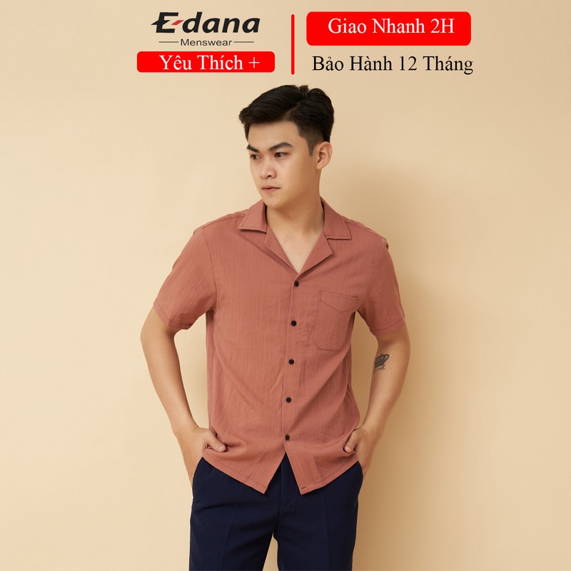 Sơ mi nam Edana Menswear vải đũi cổ vest cao cấp ngắn tay form rộng nhiều màu dành cân nặng 45 - 86kg