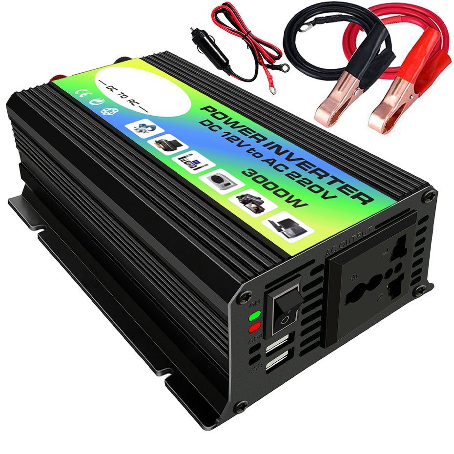 Bộ chuyển đổi nguồn điện 3000W 12V sang 220V/110V USB kép 12-04 cho xe hơi