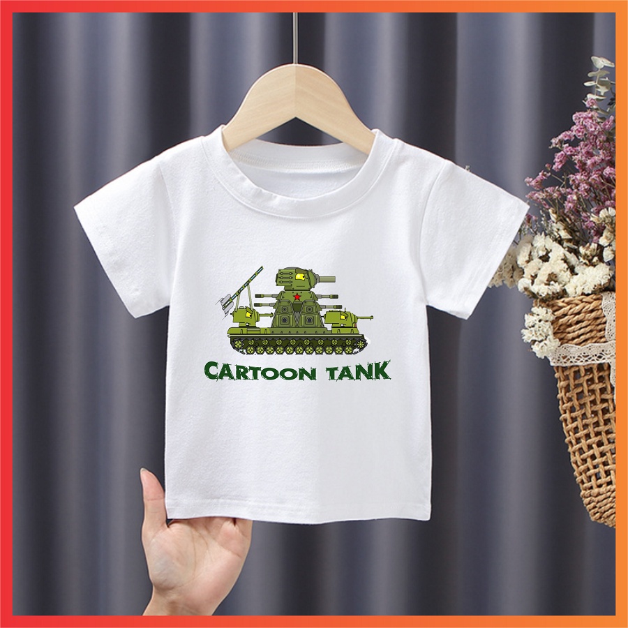 Áo thun in hình phim hoạt hình xe tăng đại chiến cho bé trai cực ngầu