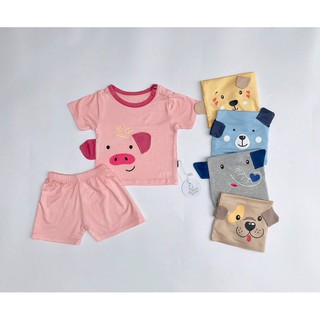 Bộ cộc tay thun lạnh tai thú k.woo siêu dễ thương cho bé
