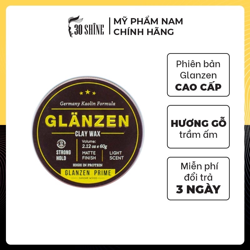 Sáp Vuốt Tóc Glanzen Prime - Sandar Wood | Phiên Bản Đặc Biệt Hương Gỗ Nam Tính 60G