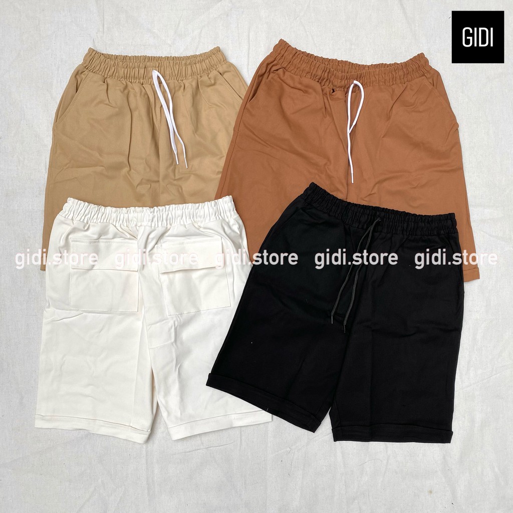 Quần short Kaki Nam nữ Unisex ống suông eo co giãn - quần đùi ngắn form OVERSIZE phong cách dạo phố thời trang