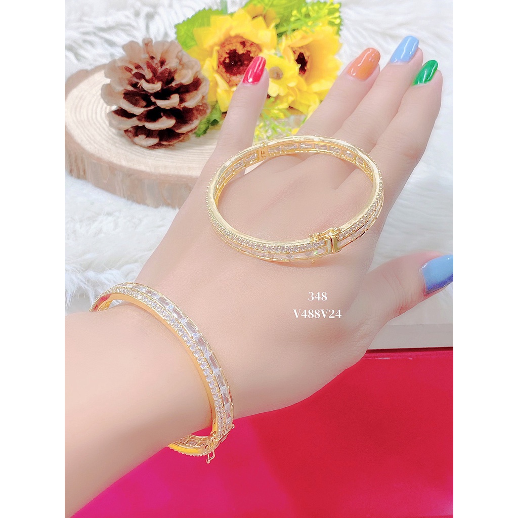 Vòng tay nữ UHA, lắc tay bền màu thiết kế cao cấp sáng lấp lánh V488