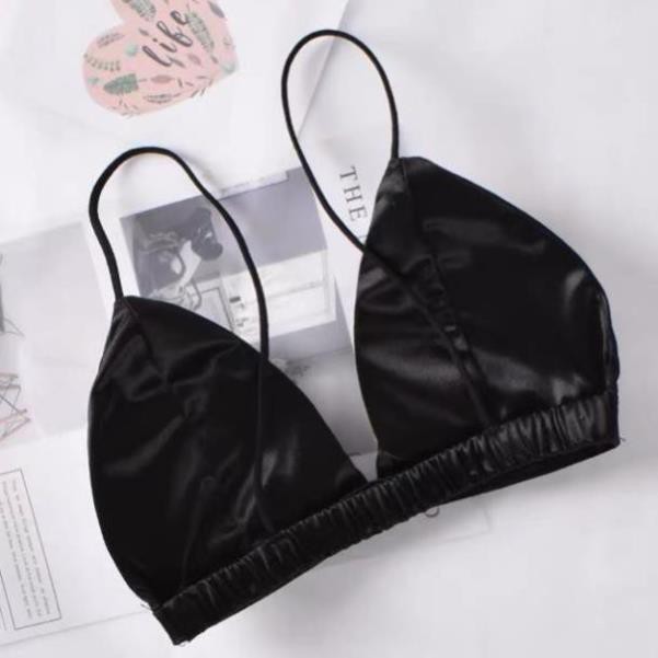 Bra satin trơn có màu đen trắng free size bra187 siêu hot