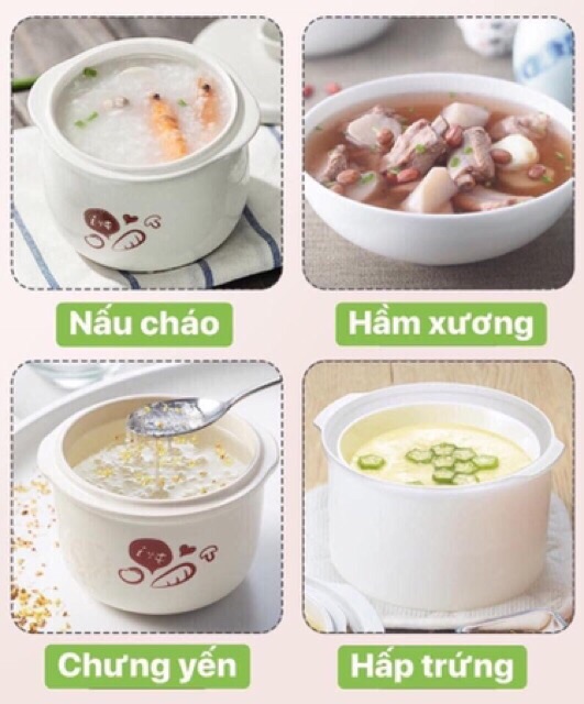 Nồi ninh hầm cách thuỷ nấu cháo cho bé Bear