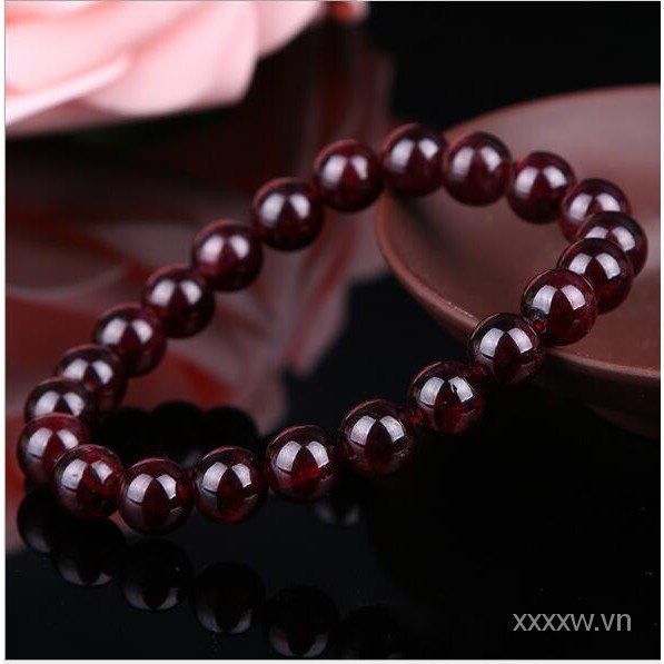Vòng Tay Chuỗi Hạt Đá Garnet Tự Nhiên Màu Đỏ Rượu Vang Dành Cho Nữ