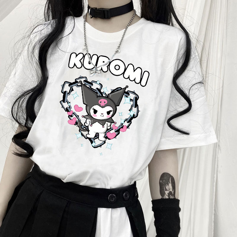 💥💥Áo Thun Ngắn Tay In Hình Kuromi Hoạt Hình Phong Cách Gothic