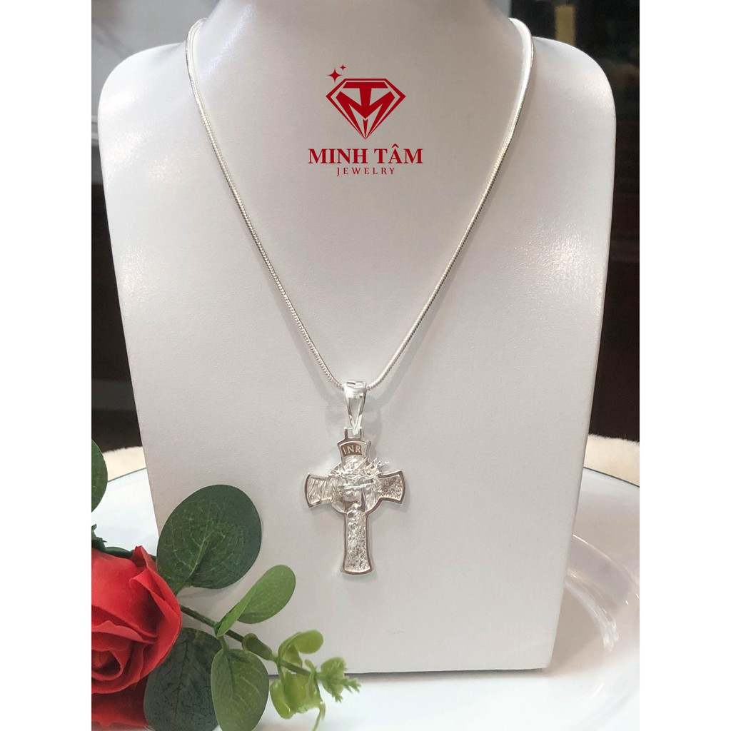 Mặt dây chuyền bạc nam thánh giá chúa Giesu,Bộ dây chuyền bạc nam mặt thánh giá chúa Giesu-Minh Tâm Jewelry