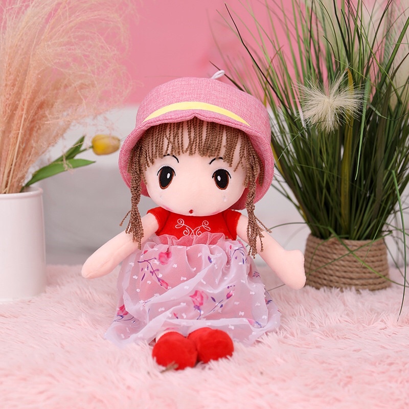Búp bê nhồi bông đội mũ xinh xắn 45cm và 60cm cho bé
