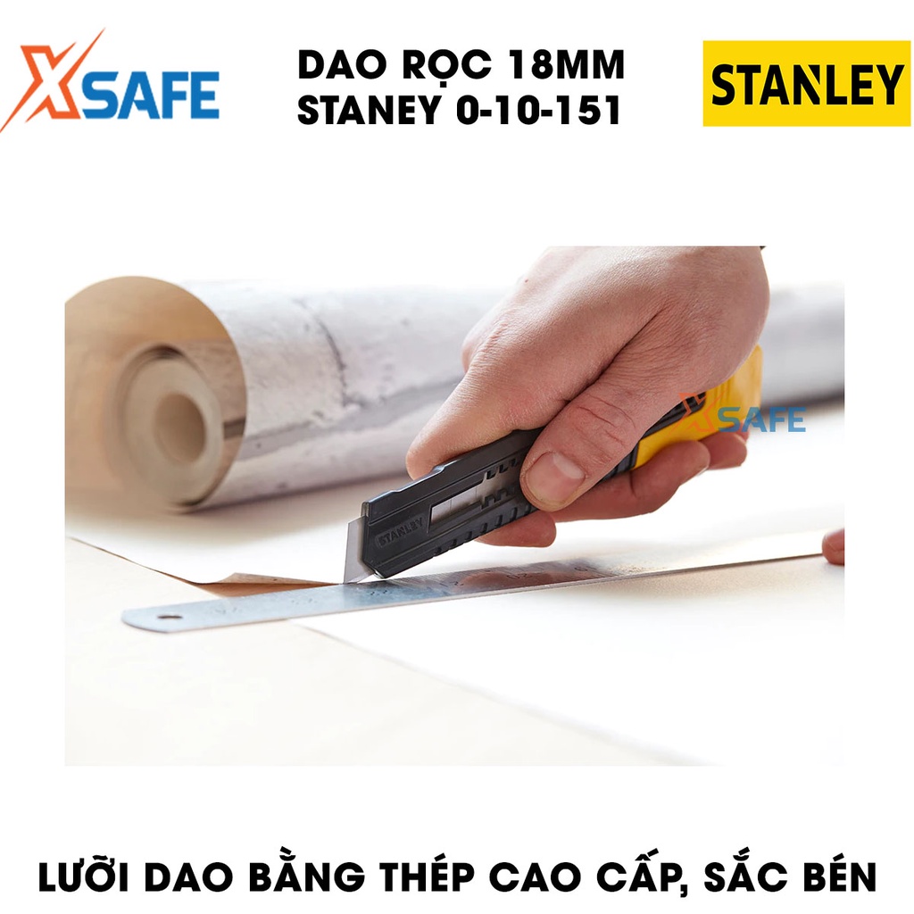 Dao rọc giấy STANLEY 0-10-151 18mm, cán nhựa cao cấp, lưỡi dao hợp kim cứng cáp - chính hãng