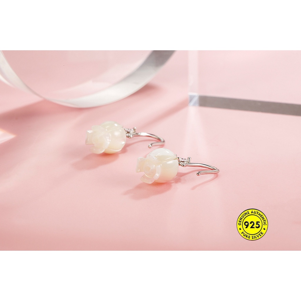 Bông Tai Mạ Bạc 925 Hình Hoa Hồng Chống Thấm Nước U945