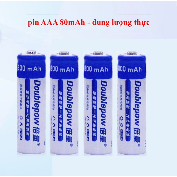 4 viên pin sạc AA dung lượng 800 mAh mỗi viên - chính hãng DOUBLEPOW - pin sạc Ni-MH thân thiện môi trường