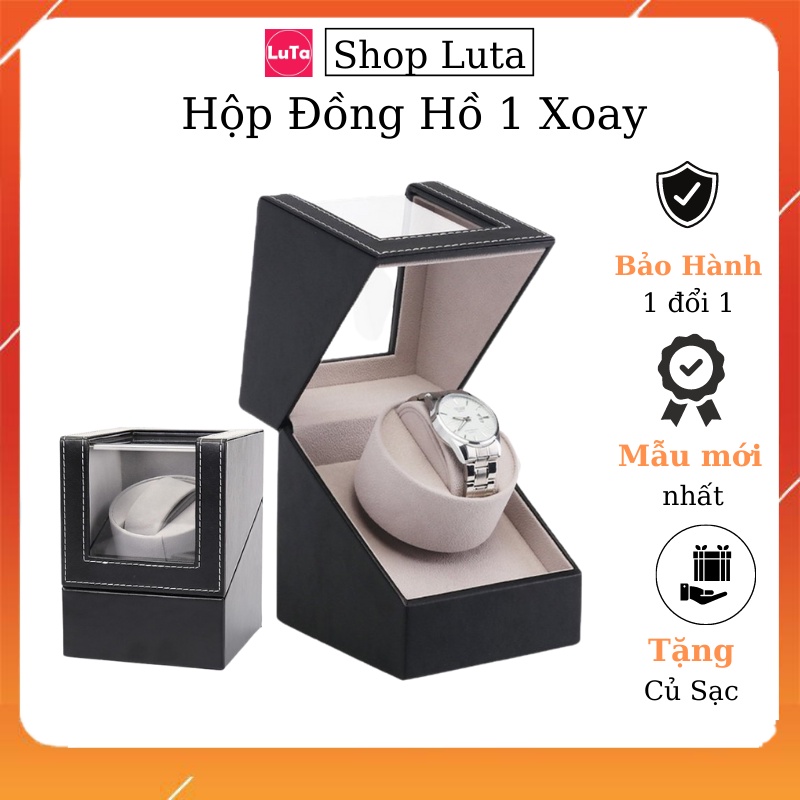 Hộp Đựng Đồng Hồ Cơ 1 Xoay Da Pu Nhỏ Gọn 12x13x16cm Tự Động Lên Dây Cót Giá Rẻ Chính Hãng Vỏ Da, Vỏ Gỗ