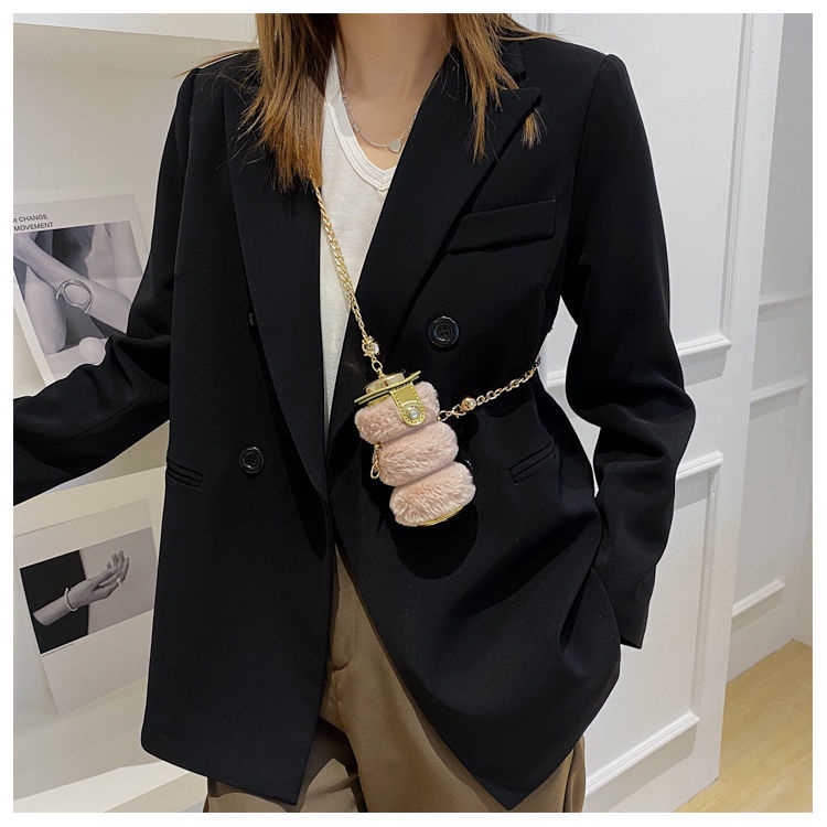 Túi đeo chéo Mini phối lông thời trang 2021 cho nữ