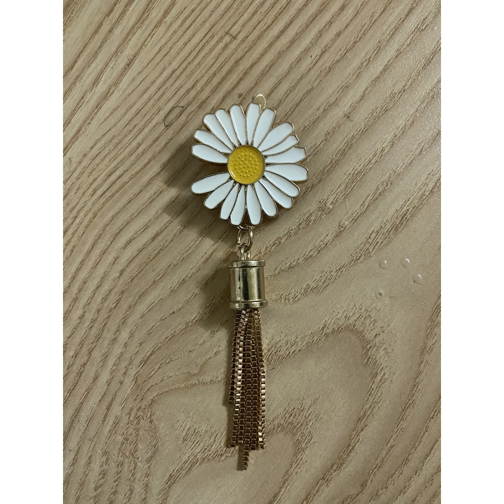 Mác hình hoa cúc tua rua EBI HANDMADE phụ kiện trang trí gắn túi handmade, túi ví nữ - ES35