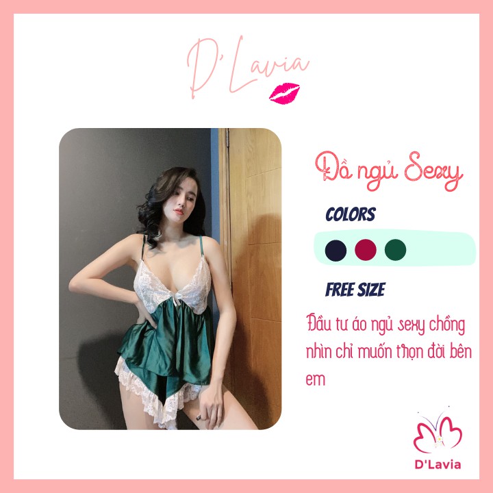 Đồ ngủ nữ sexy hai dây satin cao cấp thoáng mát phối ren mềm mịn hở lưng siêu gợi cảm AN19 - D'Lavia