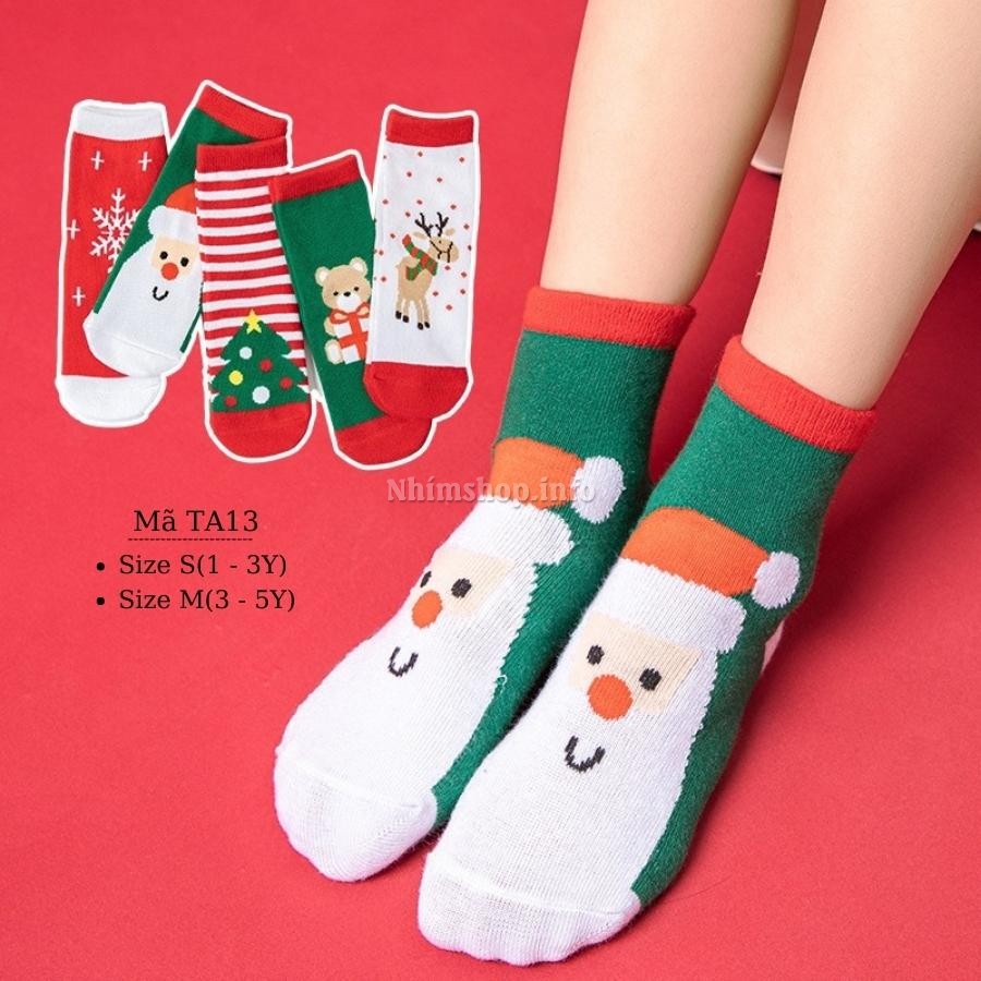 Tất Noel cho bé trai bé gái cotton mềm kháng khuẩn phù hợp với trẻ em 1 đến 5 tuổi phong cách Hàn Quốc TA13