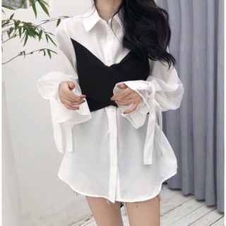 Áo sơmi nữ ulzzang tay xoè ulzzang