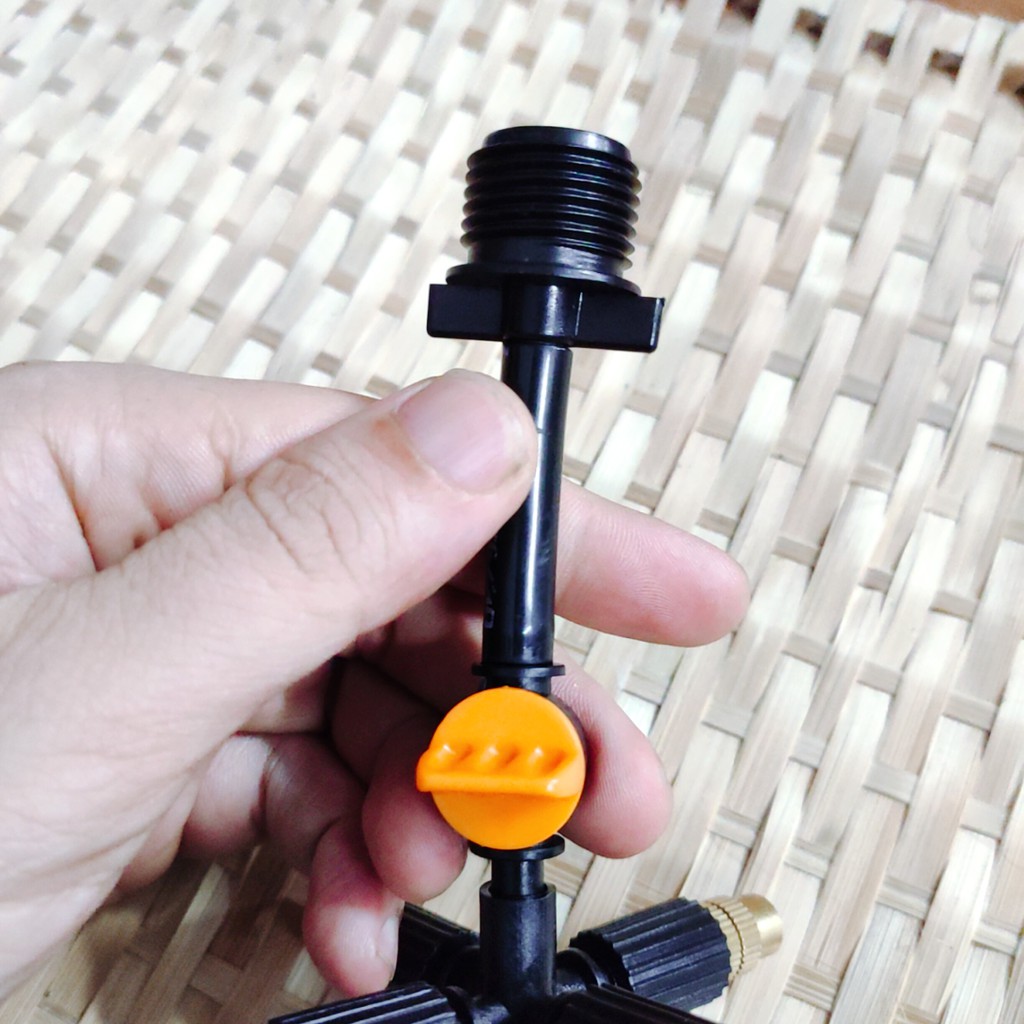 Béc tưới cây, phun sương 5 tia đồng, có van khóa đầu béc, kết nối ren 21mm