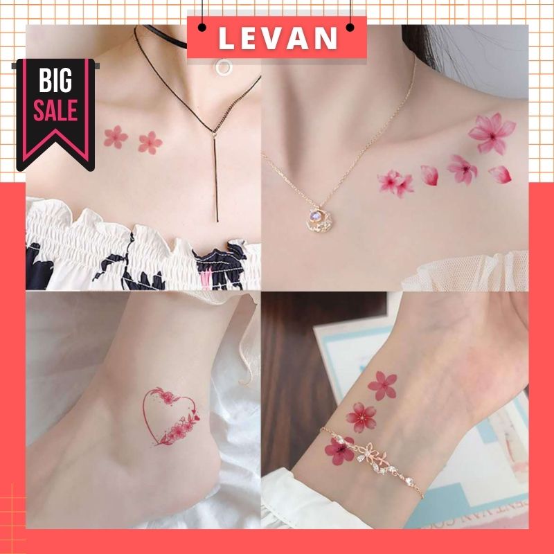 Hình xăm tạm thời, hình xăm dán họa tiết 3D mini cute nữ LÂU TRÔI LEVAN XĂM 0001