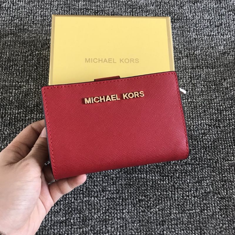 ví mini nữ da thật vừa khóa gập vừa khóa kéo kết hợp Michael Kors